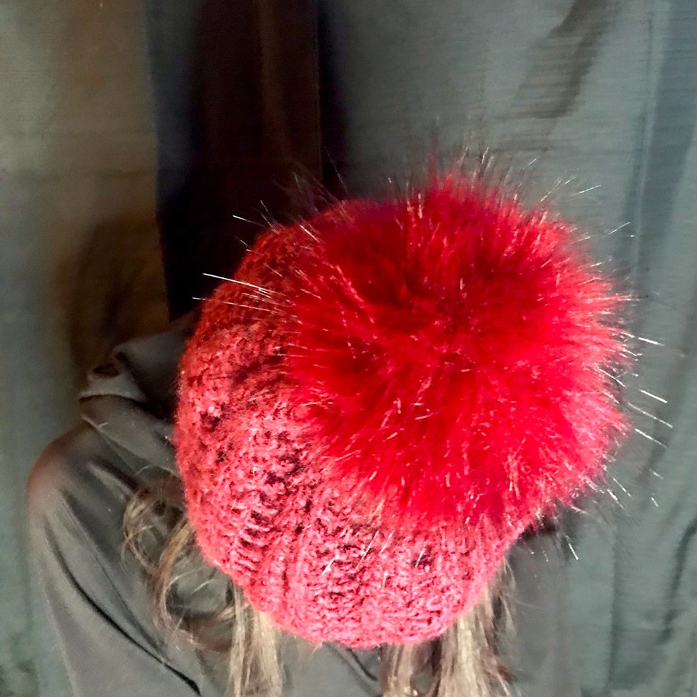 Beanie Acrylic Wool and Faux Fur Pom One Size Fits Most